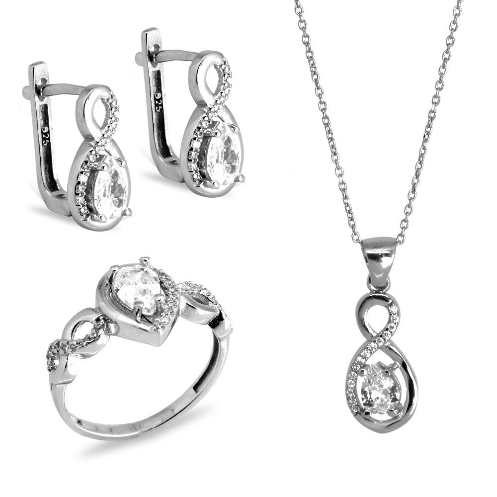 925 Ayar Gümüş Zirkon Taşlı Set (Model-19) - 1