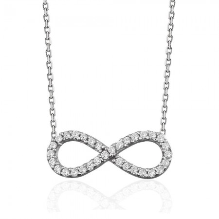 925 Ayar Gümüş Zirkon Taşlı Sonsuzluk Kolyesi - Tesbihane