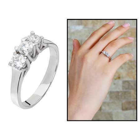 925 Ayar Gümüş Zirkon Taşlı Tria Yüzük - Tesbihane