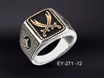 925 Ayar Gümüş Zülfikar Yüzük - Tesbihane