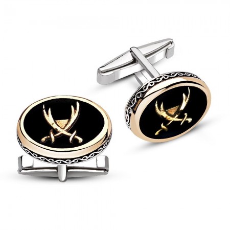 925 Ayar Gümüş Zülfikarlı Kol Düğmesi - Tesbihane