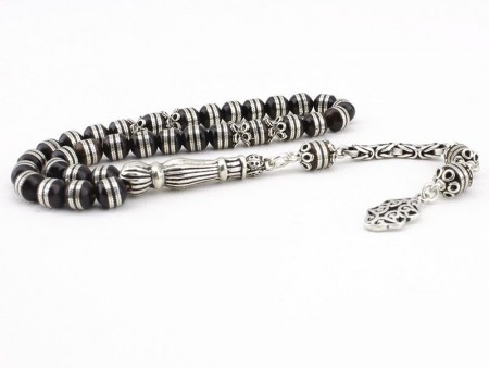 925 Ayar Gümüşlü Sarmal İşleme Ufak Boy Kuka Tesbih (Model-2) - Tesbihane