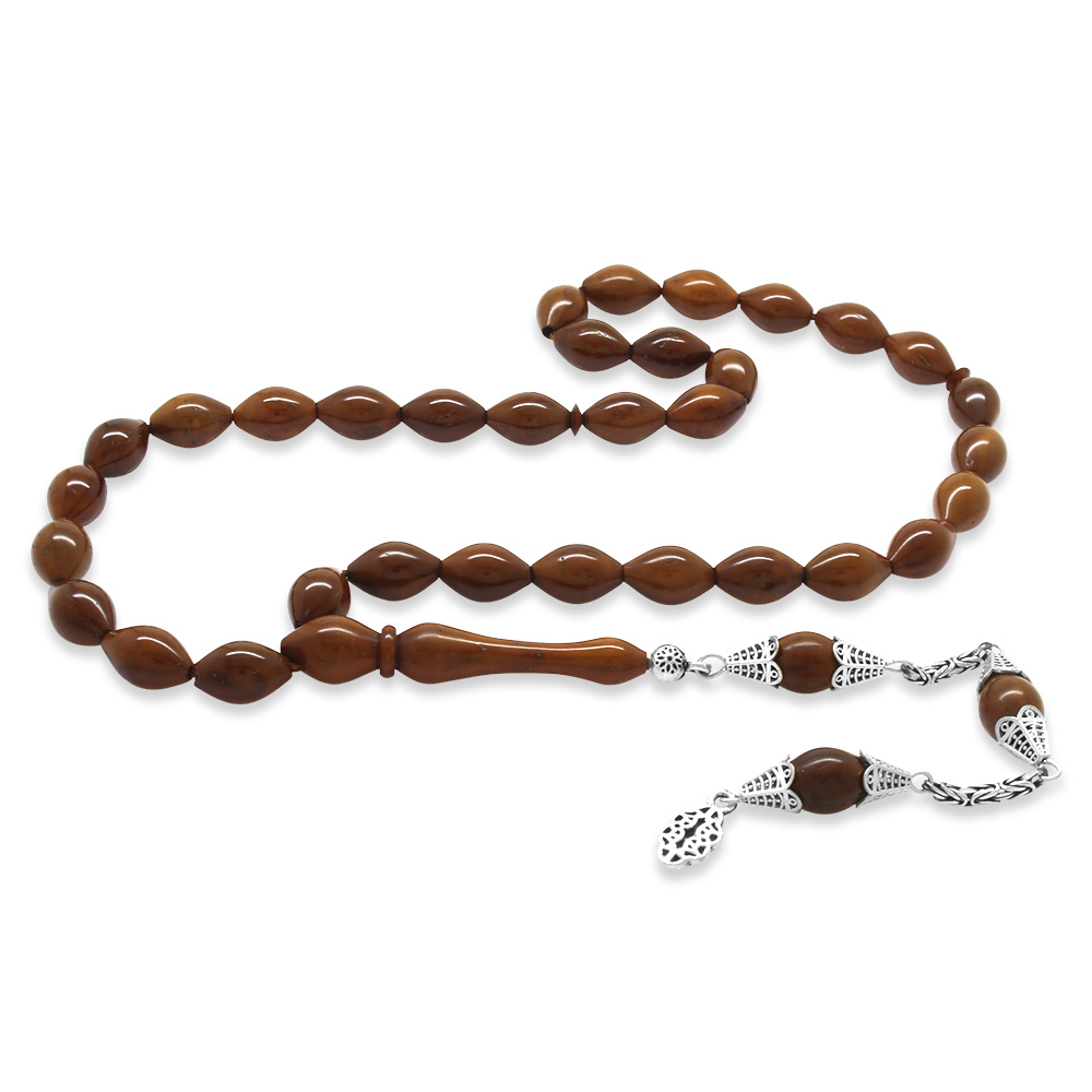 925 Ayar Gümüş Kral Püsküllü Kumpas İşçilikli Arpa Kesim Osmanlı İskender Modeli Kuka Tesbih - 1