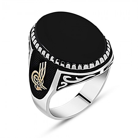 927 Ayar Gümüş Özel Tasarım Oniks Taşlı Yüzük (Model-2) - Tesbihane