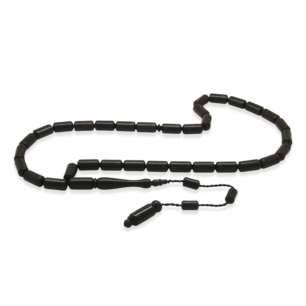 Abanoz Ağacı Tesbih - Sistemli - Sarı Siyah Renk - Kapsül Kesim - 4