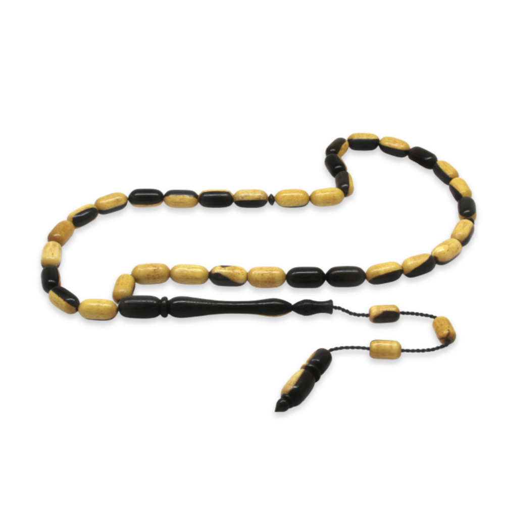 Abanoz Ağacı Tesbih - Sistemli - Sarı Siyah - Kapsül Kesim - 4