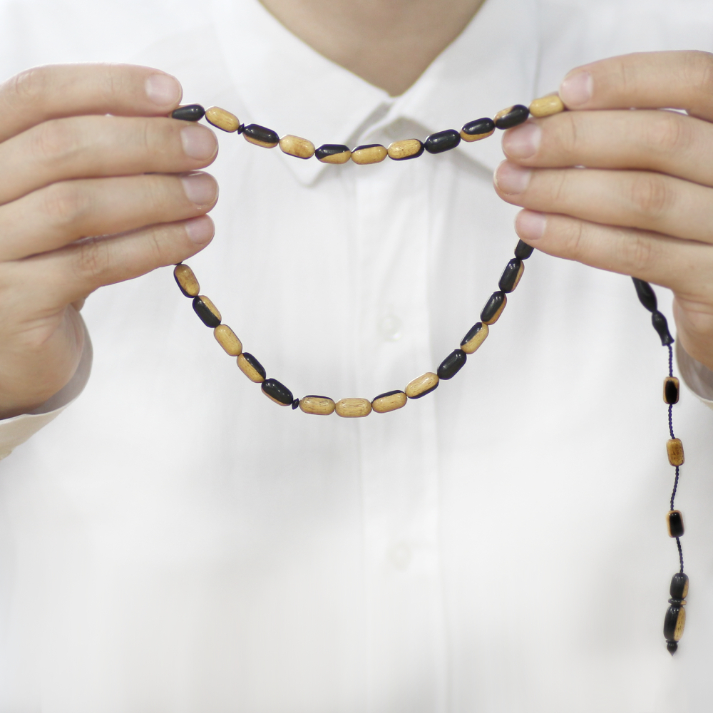 Abanoz Ağacı Tesbih - Sistemli - Sarı Siyah - Kapsül Kesim - 3