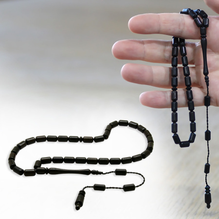 Abanoz Ağacı Tesbih - Sistemli Tasarım - Siyah Renk - Kapsül Kesim - Tesbihane