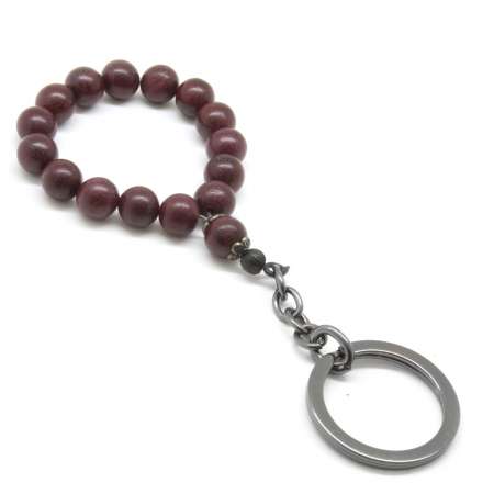 Acid Naturel Wood Siyah Çelik Kombinli Tesbih Anahtarlık - Tesbihane