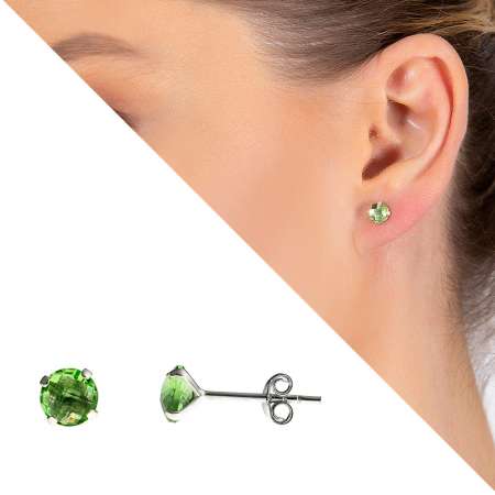 Açık Yeşil Zirkon Taşlı 925 Ayar Gümüş Kadın Küpe - Tesbihane