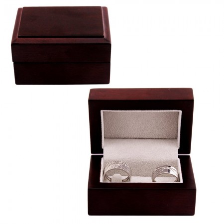 Kahverengi Çiftli Ahşap Alyans Kutusu - Tesbihane