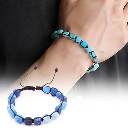 Makrome Örgülü Akik Doğaltaş Bileklik - Tesbihane