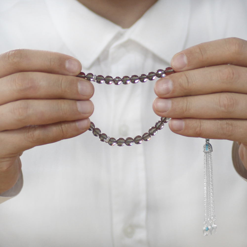 Alpaka Püsküllü Mavi Mineli Küre Kesim Bilek Boy Zultanit Tesbih - 3