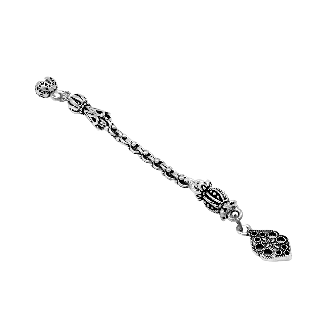 Altıgen Anadolu Motifi Temalı Arnavut Zincirli Tek Kamçılı Kararmaz Metal Püskül - 2