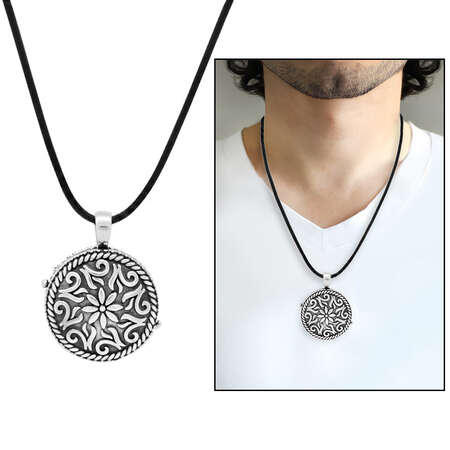 Anadolu Deseni Temalı Açılır Kapaklı İçinde Ayetel Kürsi Yazılı 925 Ayar Gümüş Dua Kolye - Tesbihane