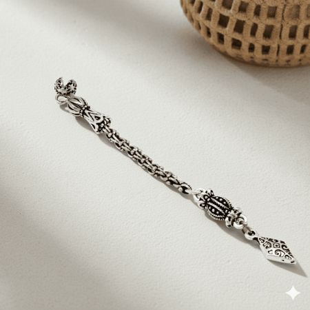 Anadolu Motifi Temalı Arnavut Zincirli Tek Kamçılı Kararmaz Metal Püskül - Tesbihane