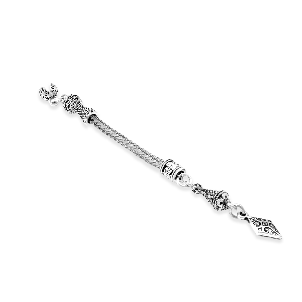 Anadolu Motifi Temalı Foxtail Zincirli Tek Kamçılı Kararmaz Metal Püskül - 2