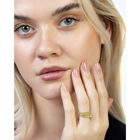 Anne Bebek Eli Detaylı Altın Renk Ayarlanabilir Ölçü 925 Ayar Gümüş Kadın Yüzük - Tesbihane