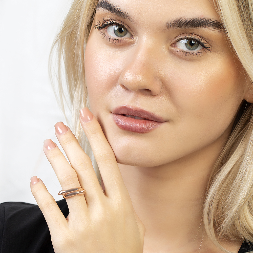 Anne Bebek Eli Detaylı Rose Renk Ayarlanabilir Ölçü 925 Ayar Gümüş Kadın Yüzük - 3