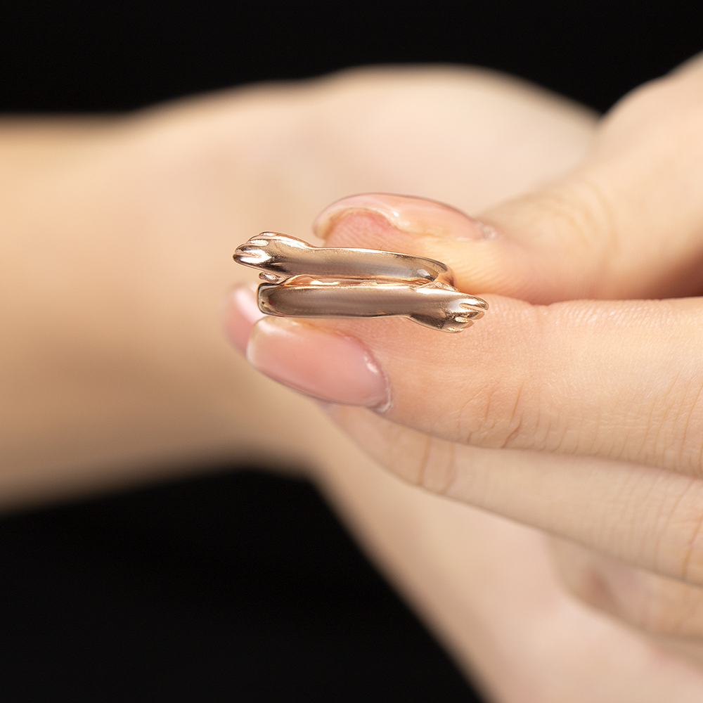 Anne Bebek Eli Detaylı Rose Renk Ayarlanabilir Ölçü 925 Ayar Gümüş Kadın Yüzük - 5