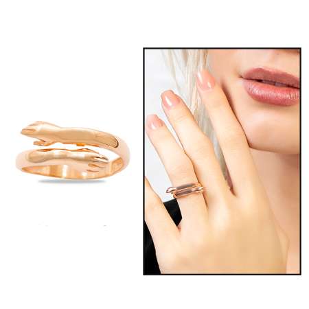 Anne Bebek Eli Detaylı Rose Renk Ayarlanabilir Ölçü 925 Ayar Gümüş Kadın Yüzük - Tesbihane