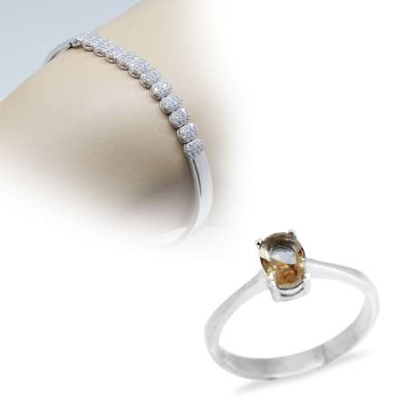 925 Ayar Gümüş Bileklik - Yüzük İkili Set - M3 - Tesbihane