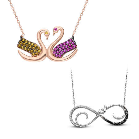 925 Ayar Gümüş Kolye İkili Set - M5 - Tesbihane