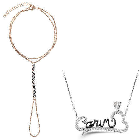 925 Ayar Gümüş Şahmeran - Kolye İkili Set - M6 - Tesbihane