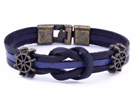 Antik Kaplama Gemici Düğümü Deri Bileklik(Model-2) - Tesbihane