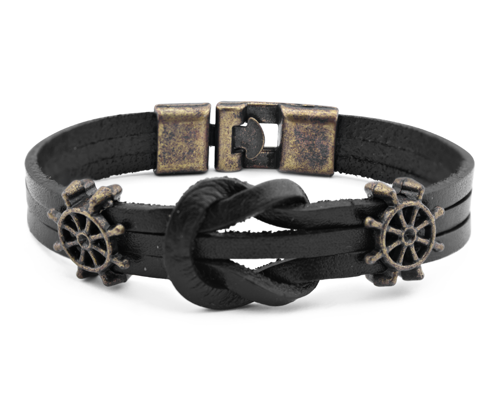 Antik Kaplama Gemici Düğümü Deri Bileklik(model 5) - 1