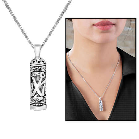 Arapça Muhammed Yazılı 925 Ayar Gümüş Kadın Cevşen Kolye - Tesbihane