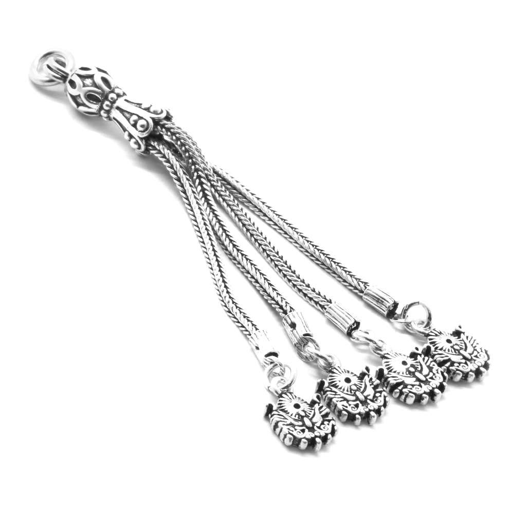 Arma Tasarım 4 Kamçılı 925 Ayar Gümüş Püskül - 2