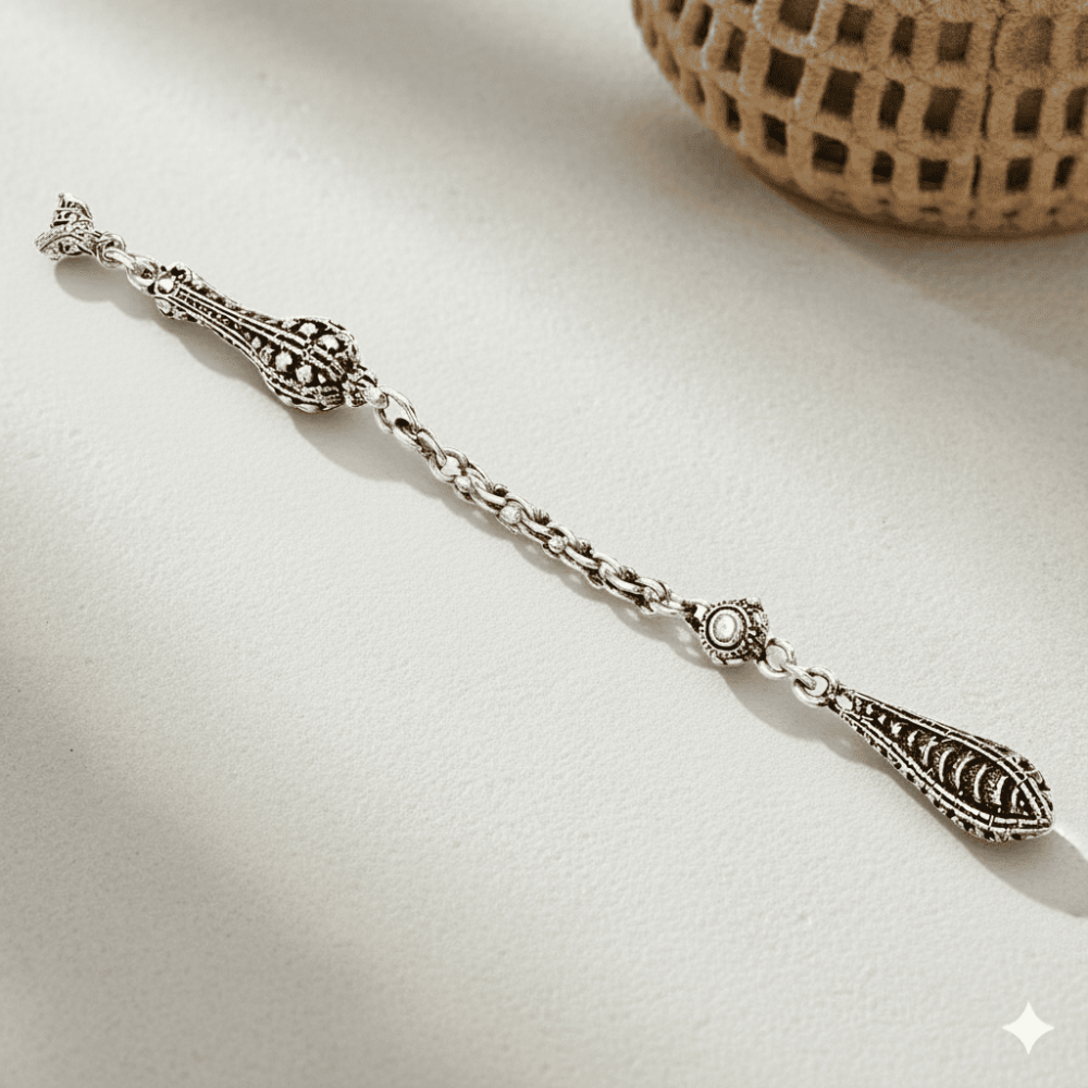 Arnavut Zincirli Gümüş Renk Tek Kamçılı Kararmaz Metal Püskül - 1