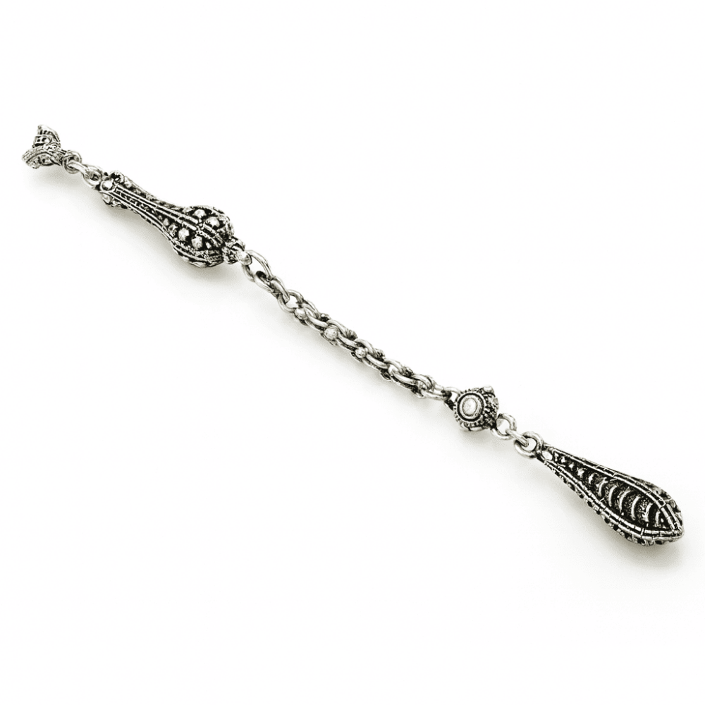 Arnavut Zincirli Gümüş Renk Tek Kamçılı Kararmaz Metal Püskül - 2