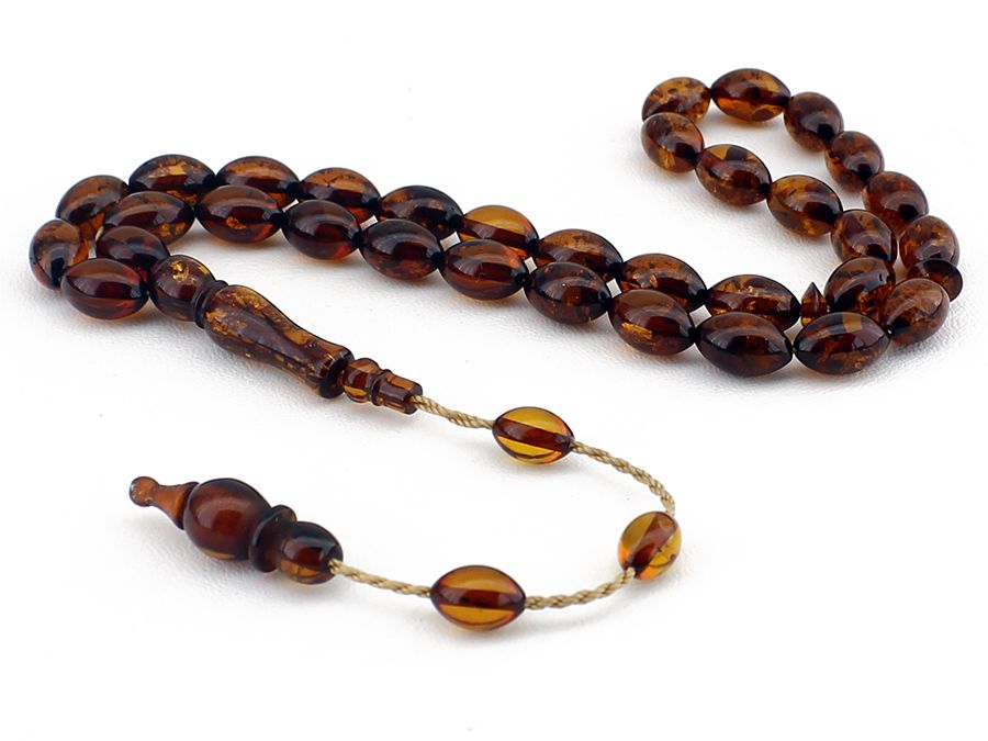 Arpa Kesim Doğal Ateş Kehribar Tesbih (Model 2) - 1