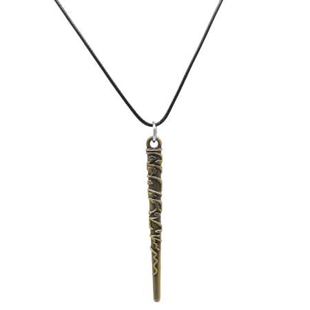 Asa Tasarım Siyah İp Zincirli Eskitme Renk Pirinç Erkek Kolye - Tesbihane