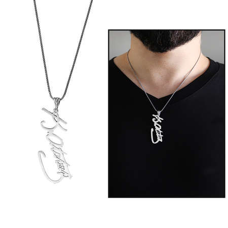 Atatürk İmzalı Lazer Kesim 925 Ayar Gümüş Kolye - Tesbihane