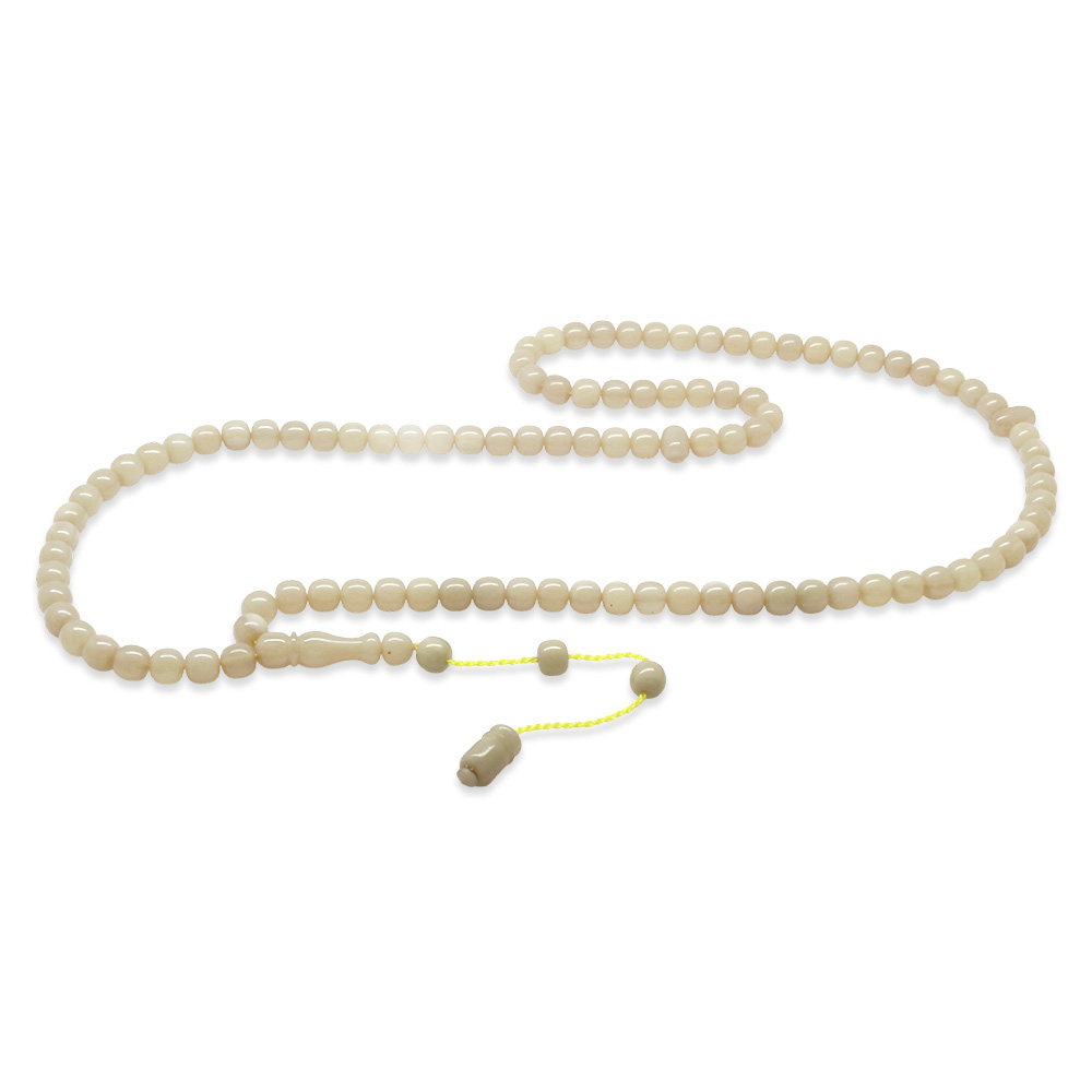 Ateş Kehribar Namaz Tesbihi - Sistemli - Bej Renk - Özel Kesim - 4