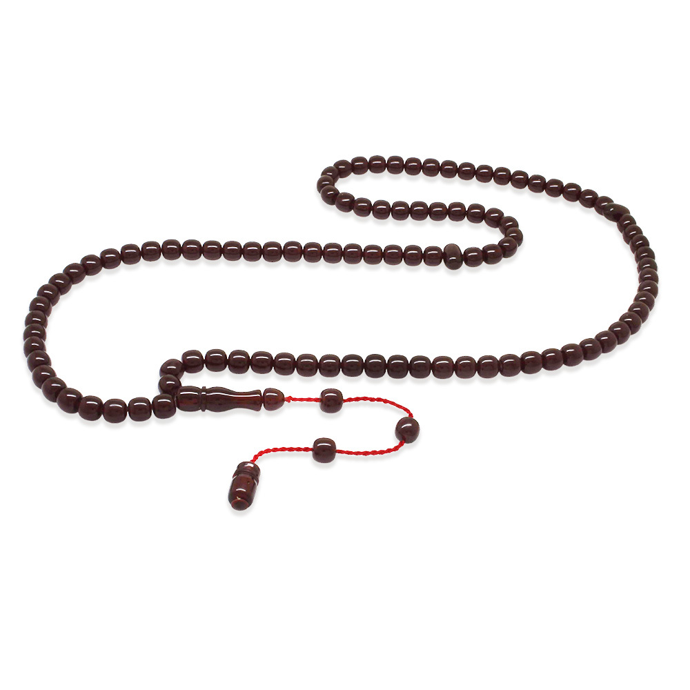 Ateş Kehribar Namaz Tesbihi - Sistemli - Koyu Kırmızı Renk - Özel Kesim - 4