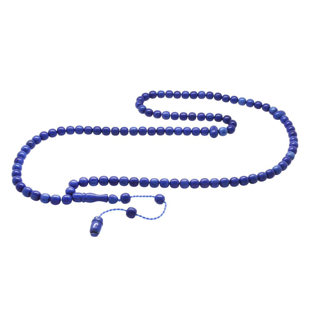 Ateş Kehribar Namaz Tesbihi - Sistemli - Mavi Renk - Özel Kesim - 4