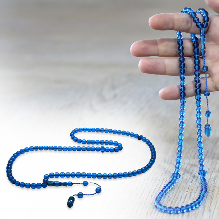 Ateş Kehribar Namaz Tesbihi - Sistemli - Turkuaz Renk - Özel Kesim - Tesbihane