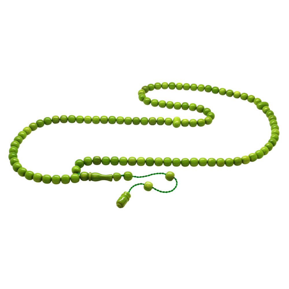 Ateş Kehribar Namaz Tesbihi - Sistemli - Yeşil Renk - Özel Kesim - 4