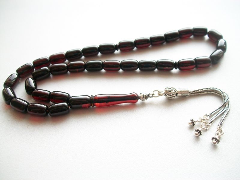 Ateş Kehribar Tesbih (Büyükboy Kesme Model) - 3