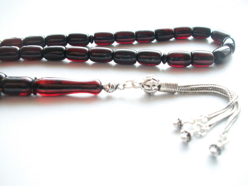 Ateş Kehribar Tesbih (Büyükboy Kesme Model) - 2