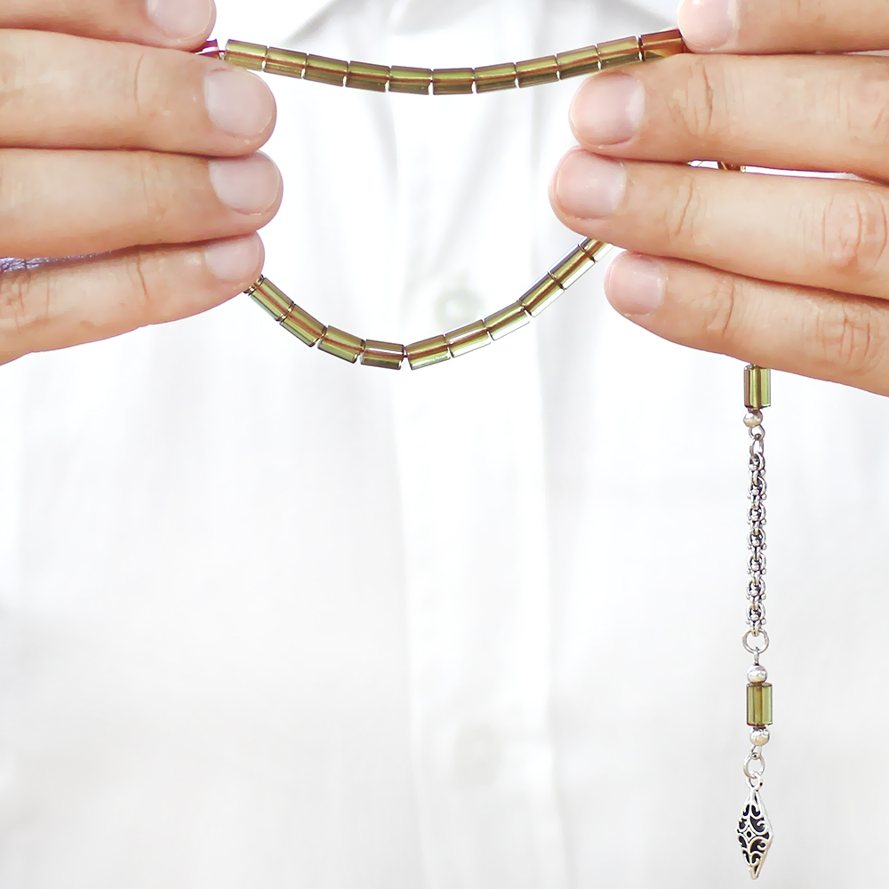 Ateş Kehribar Tesbih - Kararmaz Metal Arnavut Püsküllü - Mini Boy - Ihlamur Sarısı - Kesme Kesim - 4