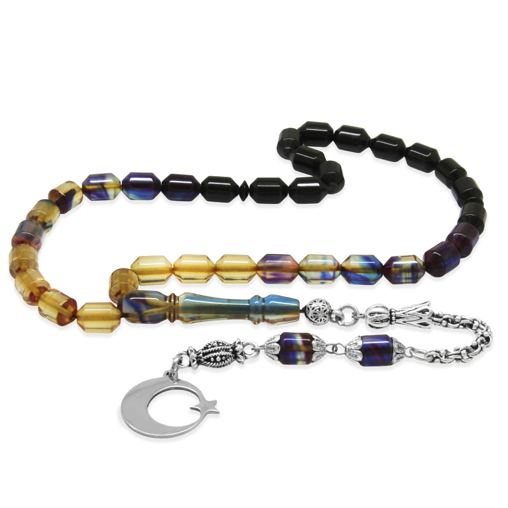 Ateş Kehribar Tesbih - Metal Püsküllü - Süzme Bonibon Renk - İsme Özel Yazılı - Kapsül Kesim - 4