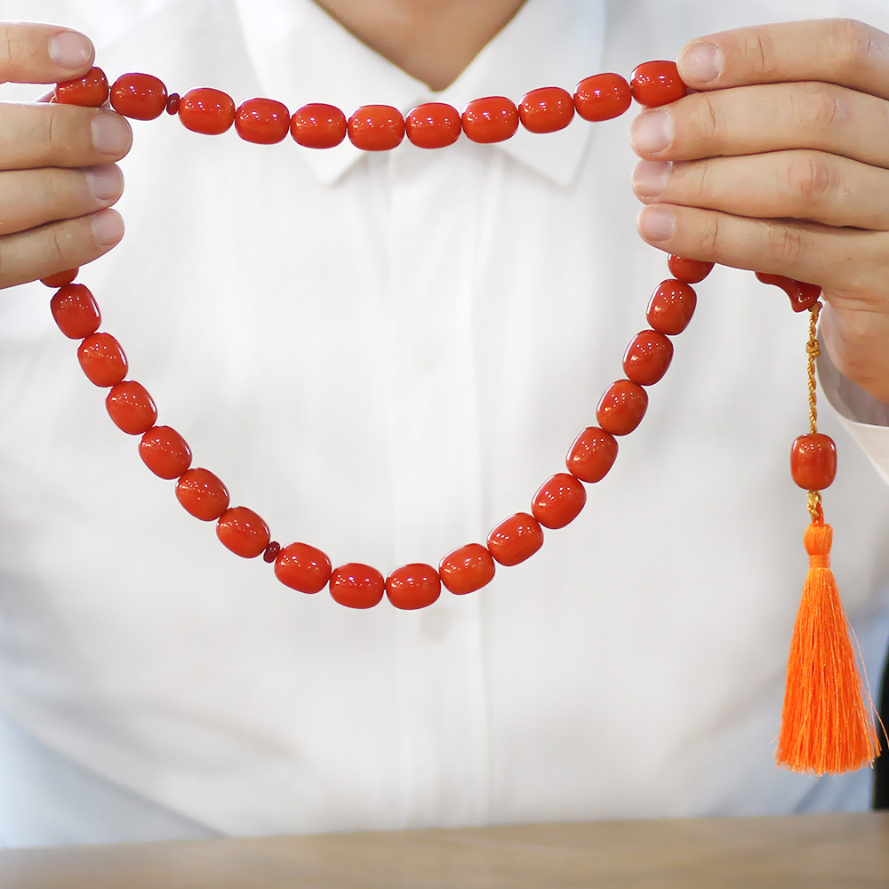 Ateş Kehribar Tesbih - Osmanlı Saray Püsküllü - Mega Boy - Turuncu Renk - Kapsül Kesim - 3