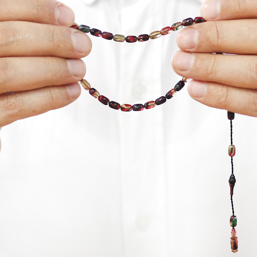 Ateş Kehribar Tesbih - Sistemli Tasarım - Mini Boy - Bonibon - Kapsül Kesim - 3