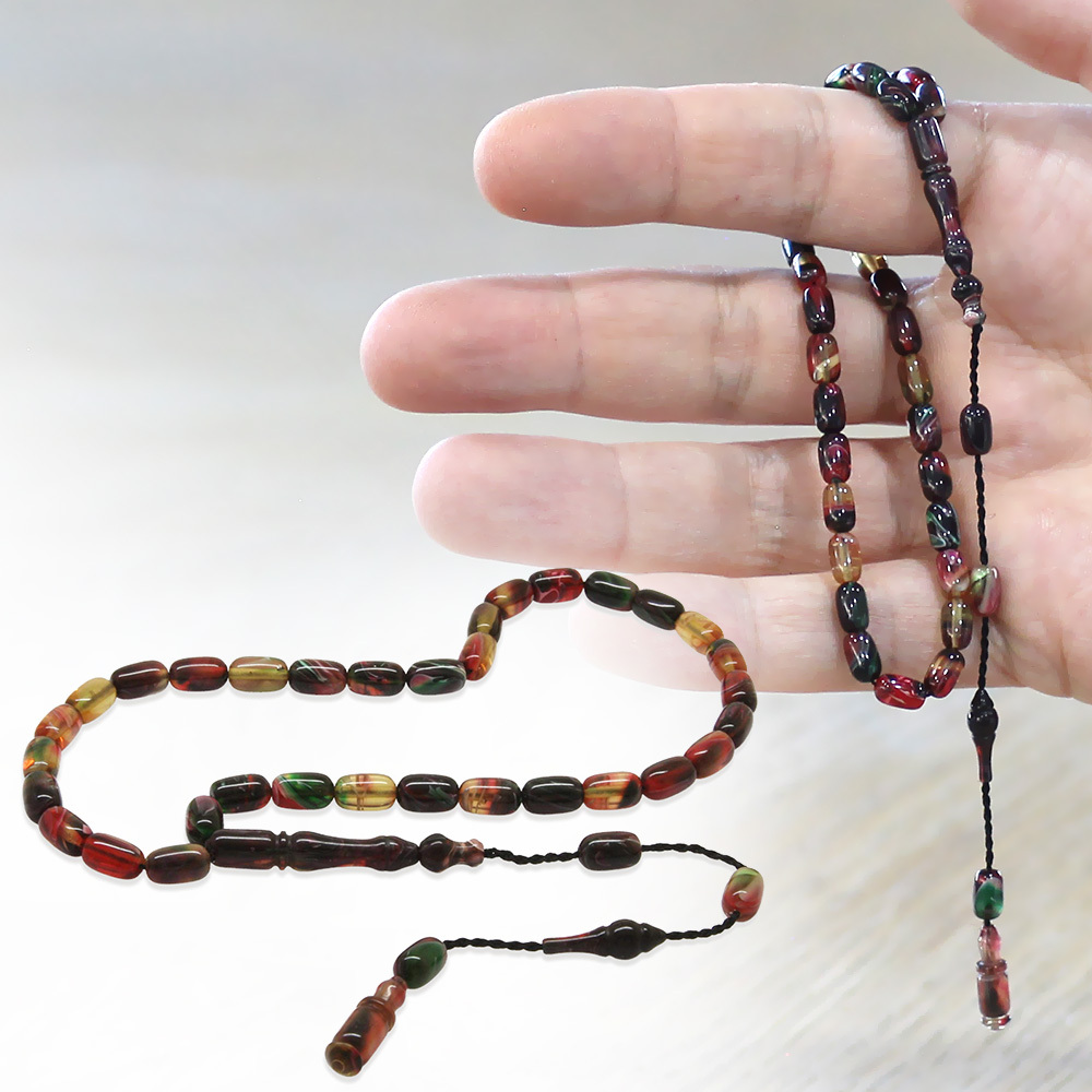 Ateş Kehribar Tesbih - Sistemli Tasarım - Mini Boy - Bonibon - Kapsül Kesim - 1