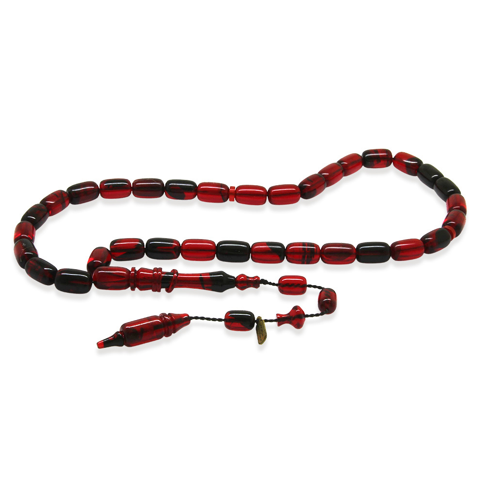 Katalin Tesbih - Sistem Takımlı - Usta İşçilikli - İmamesi Halkalı - Kırmızı Siyah - Kapsül Kesim - 4